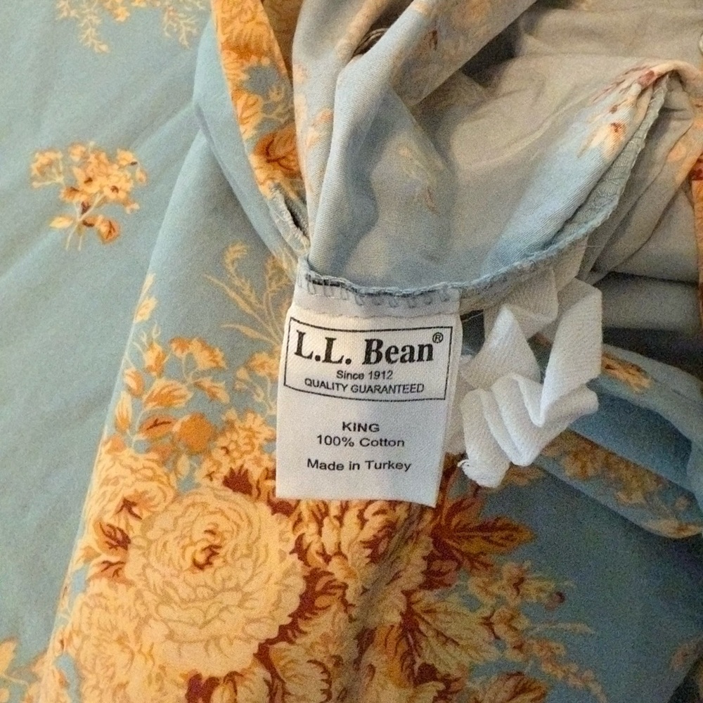 L.L. Bean Sky Blue and Tan Duvet Cover - Picture 3 of 4